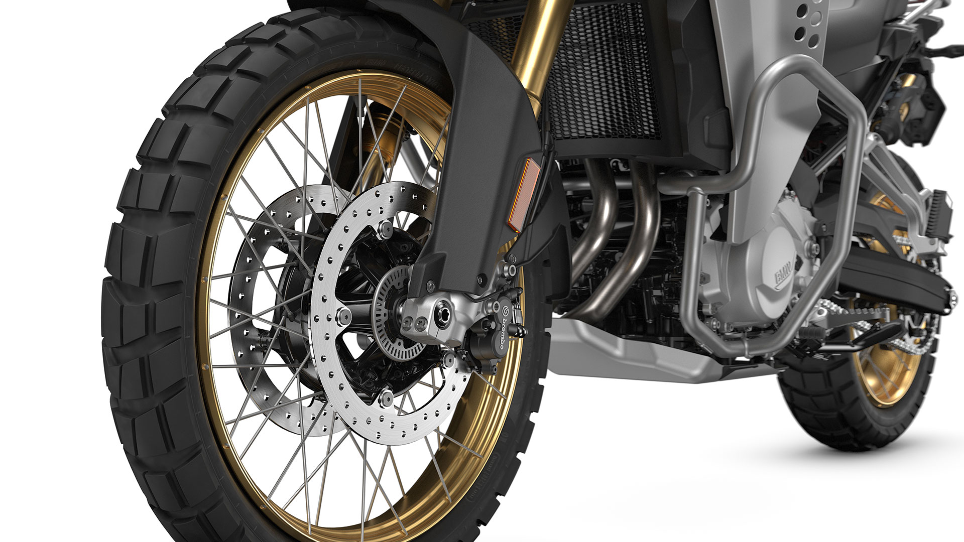 We see the brake system of the F 850 GS Adventure.
