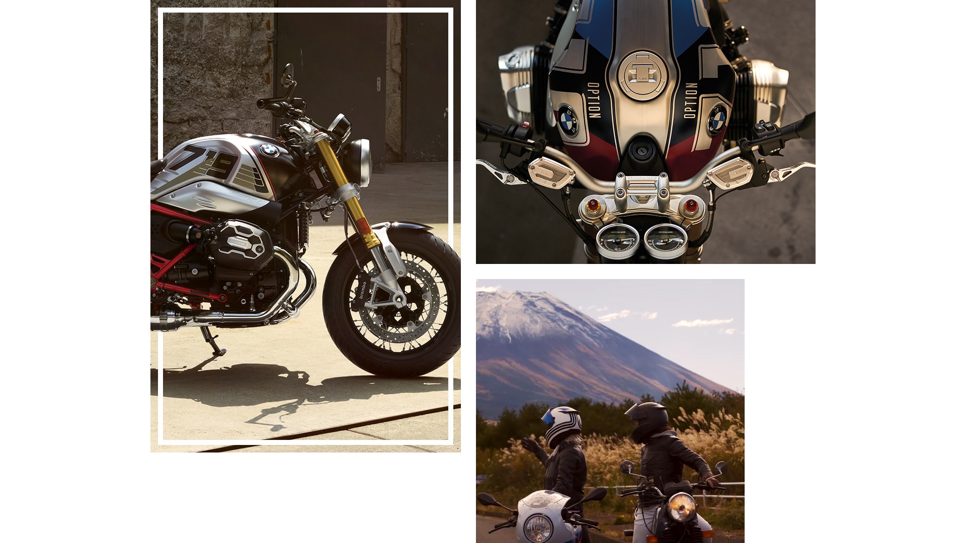 Collage of the BMW R nineT family.